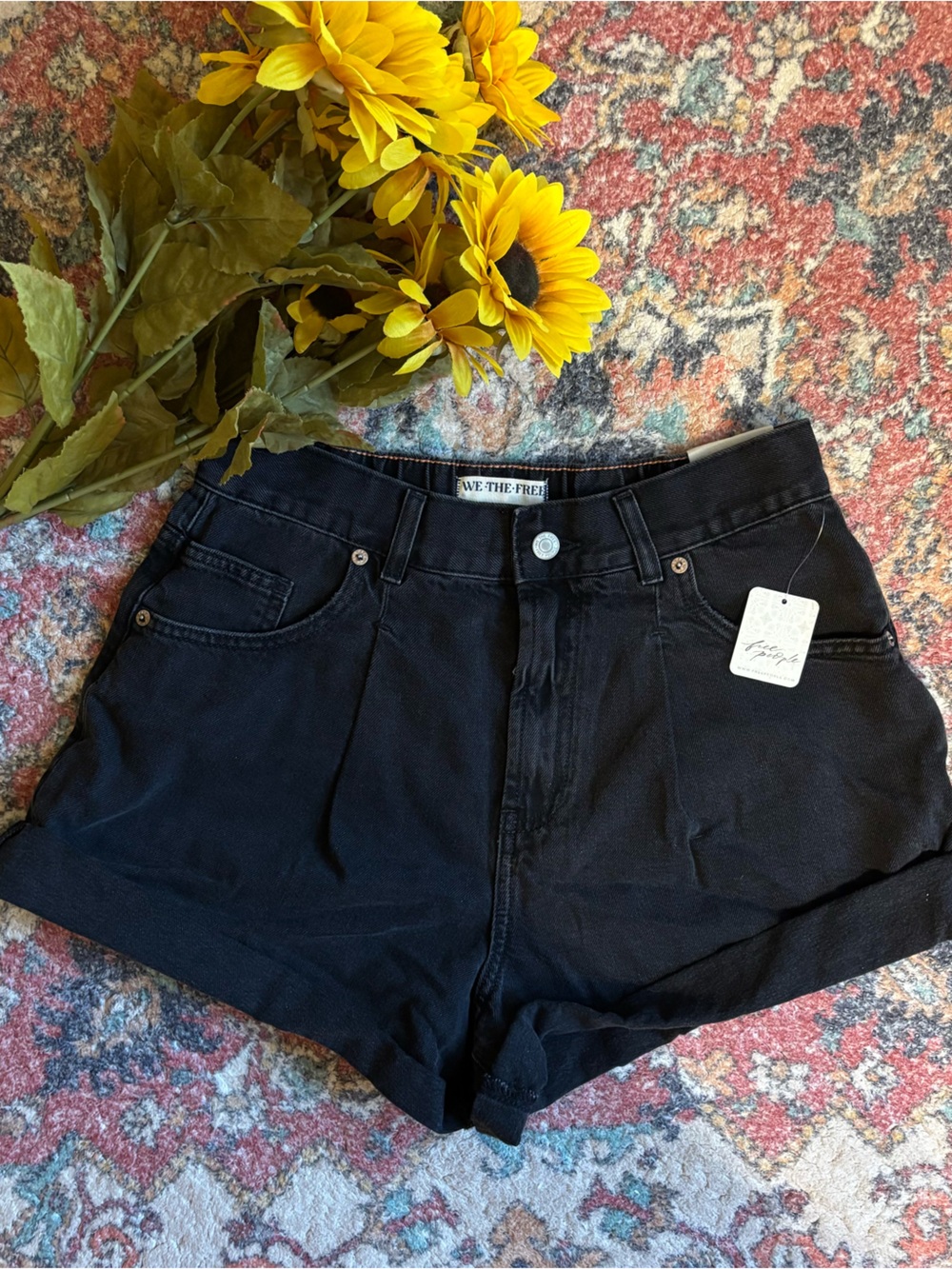 NWT Free People High Waist Black Denim Shorts 🌻.